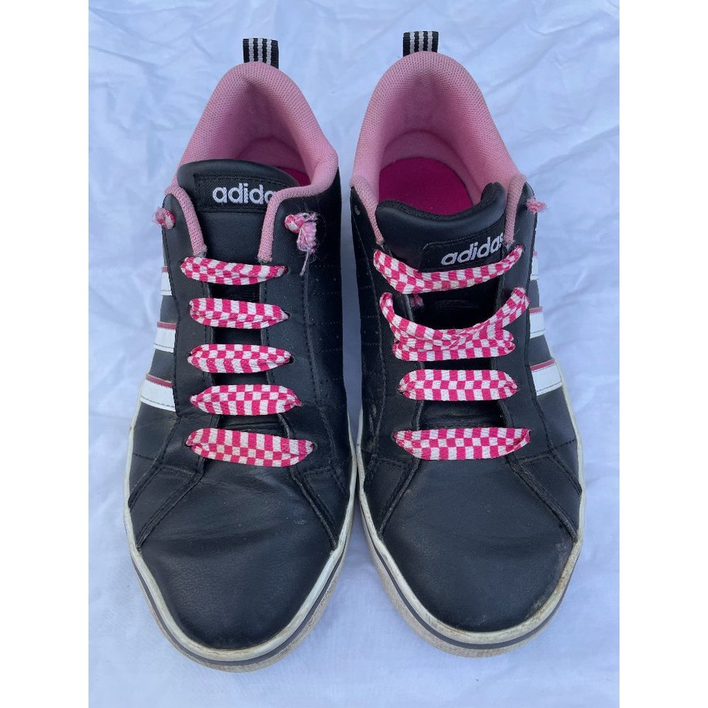 Black with White Stripe Adidas Pink Size 7 Shoe